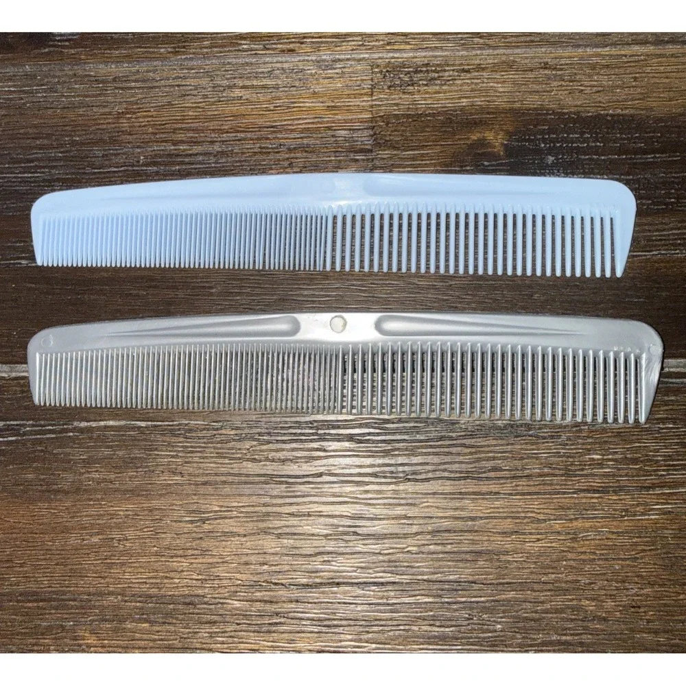 2 Vintage Goody Unbreakables Hair Combs Light Blue & Gray 7 In Comb